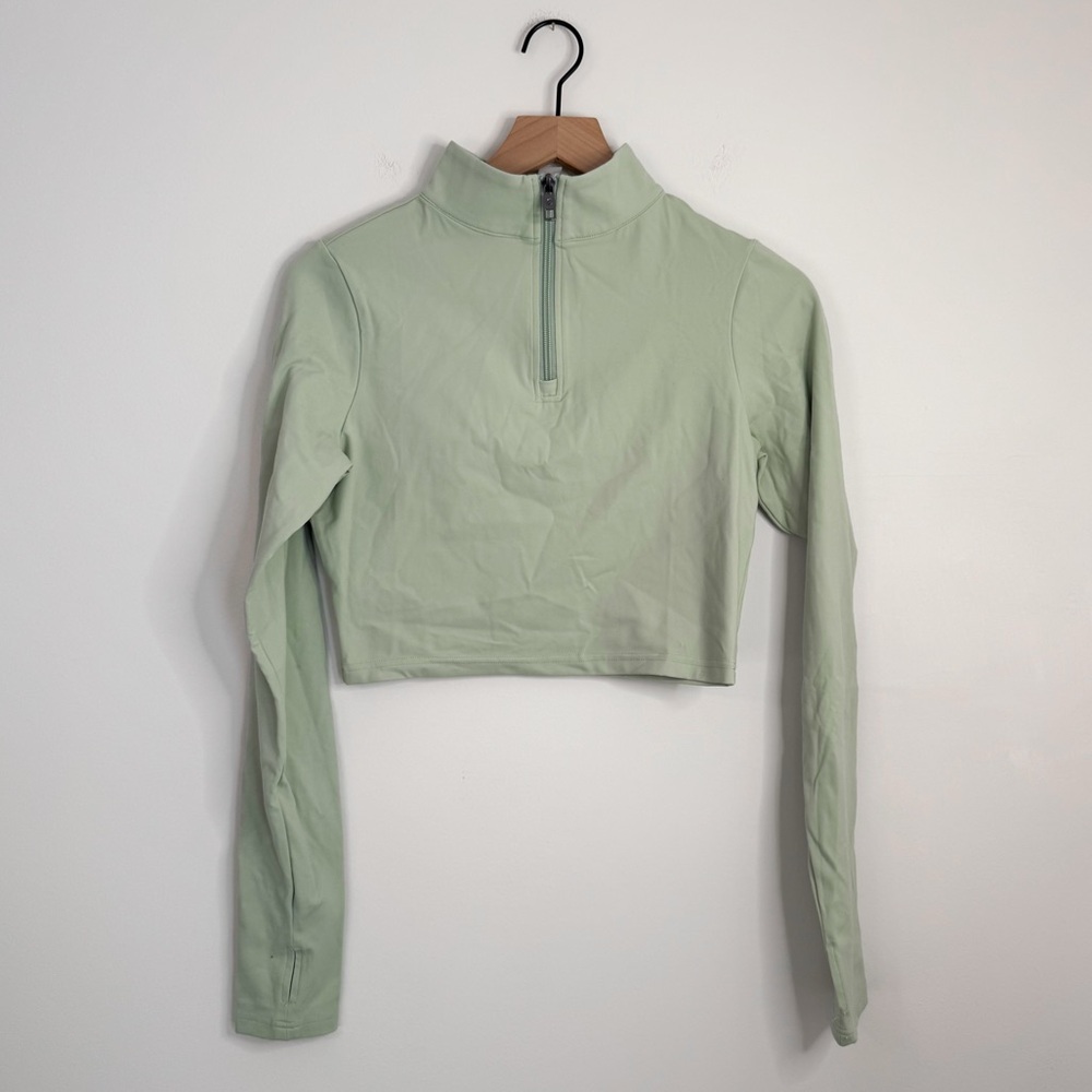 Vitality Balance Athletica Green Cropped Quarter Zip Love Sleeve Size XL